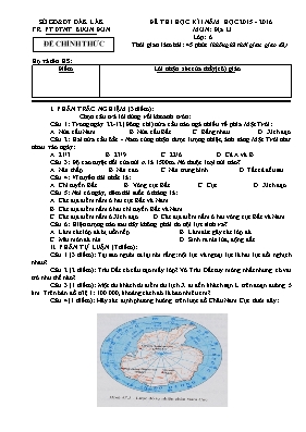 Đề thi học kỳ I môn Địa lý Lớp 6 - Năm học 2015-2016 - Trường PT DTNT Buôn Đôn